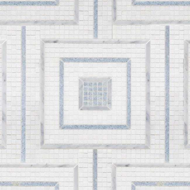 Artistic Tile Morningside Heights Square Blue Mosaic Polished Stone 1.0cm
