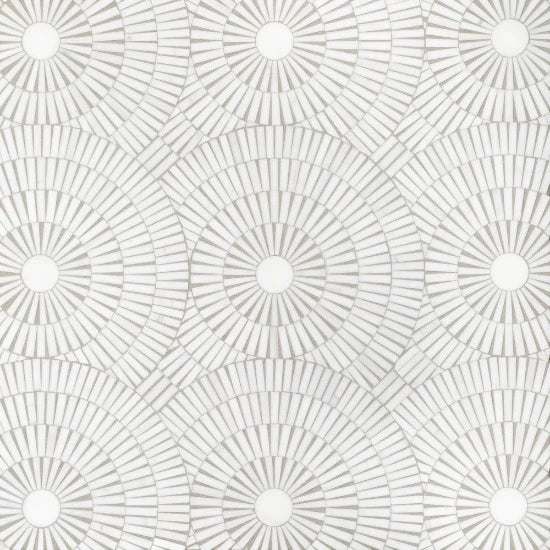 Artistic Tile Motor City Circles Bianco Dolomiti Dolomite Mosaic