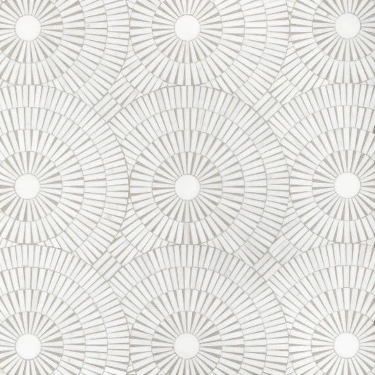 Artistic Tile Motor City Circles Bianco Dolomiti Dolomite Mosaic