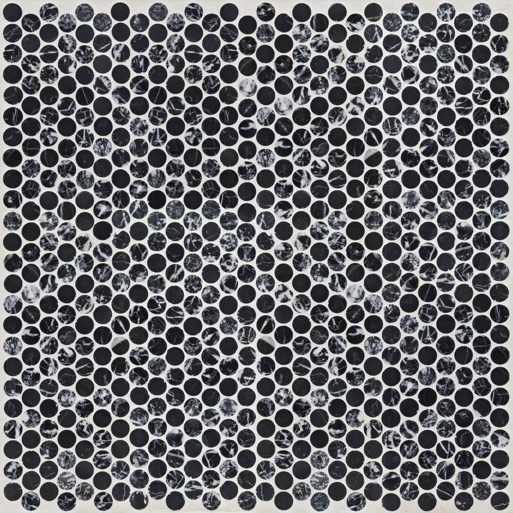 Artistic Tile Penny Lane Nero Marble Mosaic Honed