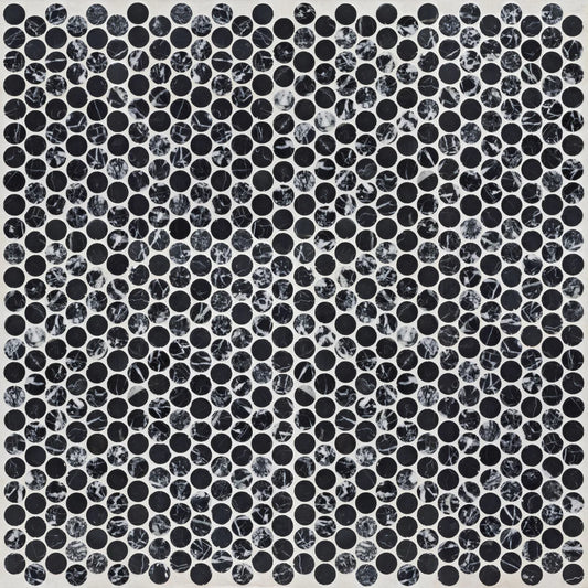 Artistic Tile Penny Lane Nero Marble Mosaic Honed