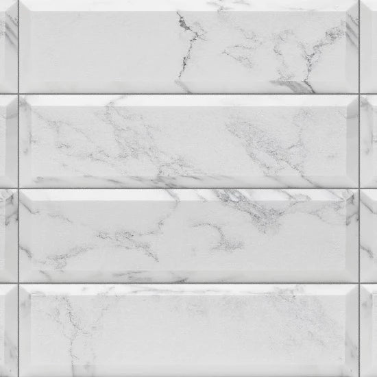 Artistic Tile Piqué Bevel Arabescato Marble Field Dimensional Tile