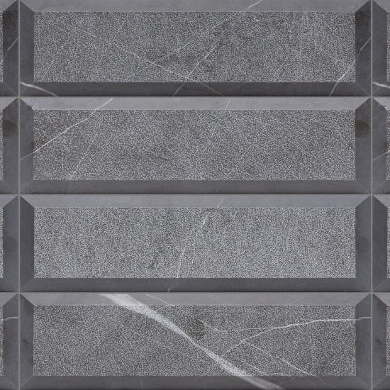 Artistic Tile Piqué Bevel Grafite Marble Field Dimensional Tile