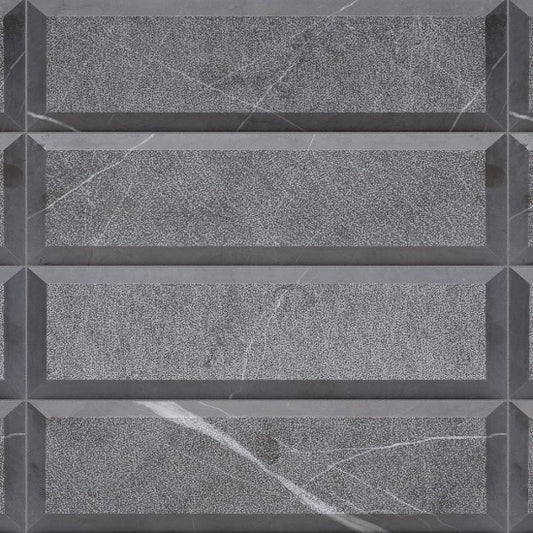 Artistic Tile Piqué Bevel Grafite Marble Field Dimensional Tile