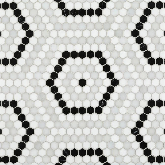 Artistic Tile Riverside Drive Hex White Mosaic
