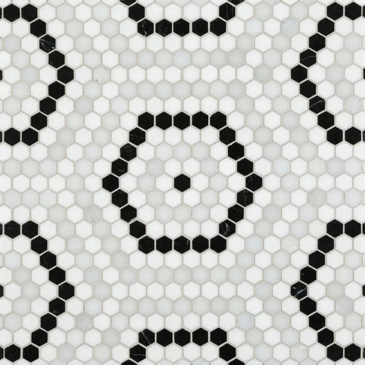 Artistic Tile Riverside Drive Hex White Mosaic