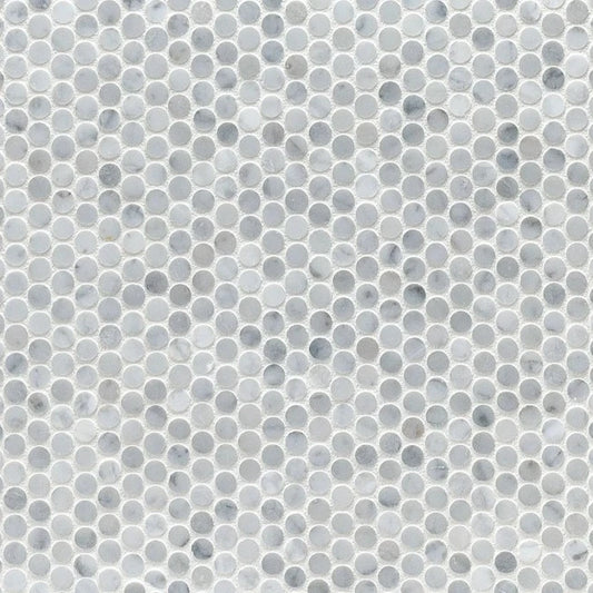 Artistic Tile Studs Bianco Carrara Marble Mosaic Polished Stone