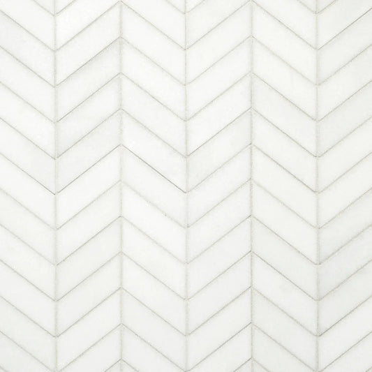Artistic Tile Chevron Thassos Marble Mosaic Polished Stone Chevron 1" x 3"