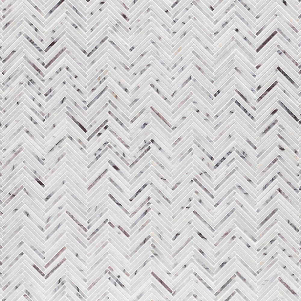 Artistic Tile Thin Herringbone Lilac Marble Mosaic Honed