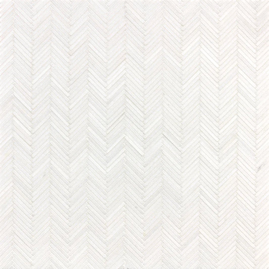 Artistic Tile Thin Herringbone Thassos Marble Mosaic Honed