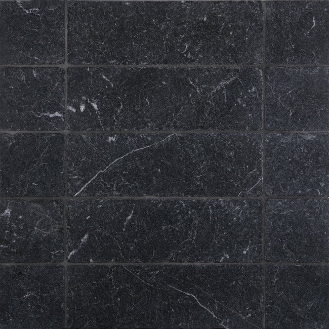 Artistic Tile Nero Marquina Marble Tile 4" X 12" Tumbled