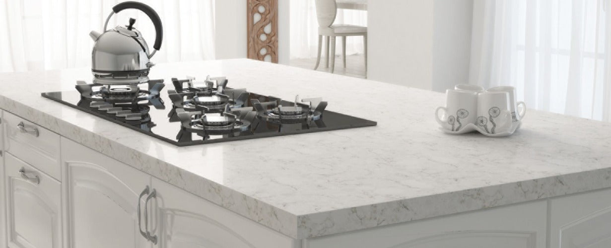 Amoto White Quartz Slab 129″ x 64″ 122-706