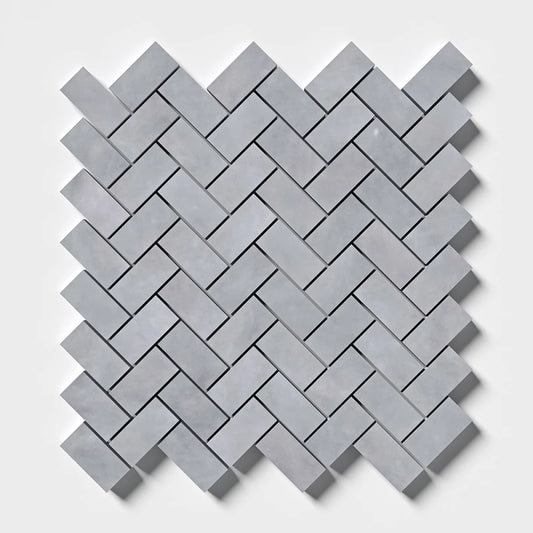 Bianco Lasa Light Herringbone 1" x 2" Marble Mosaic