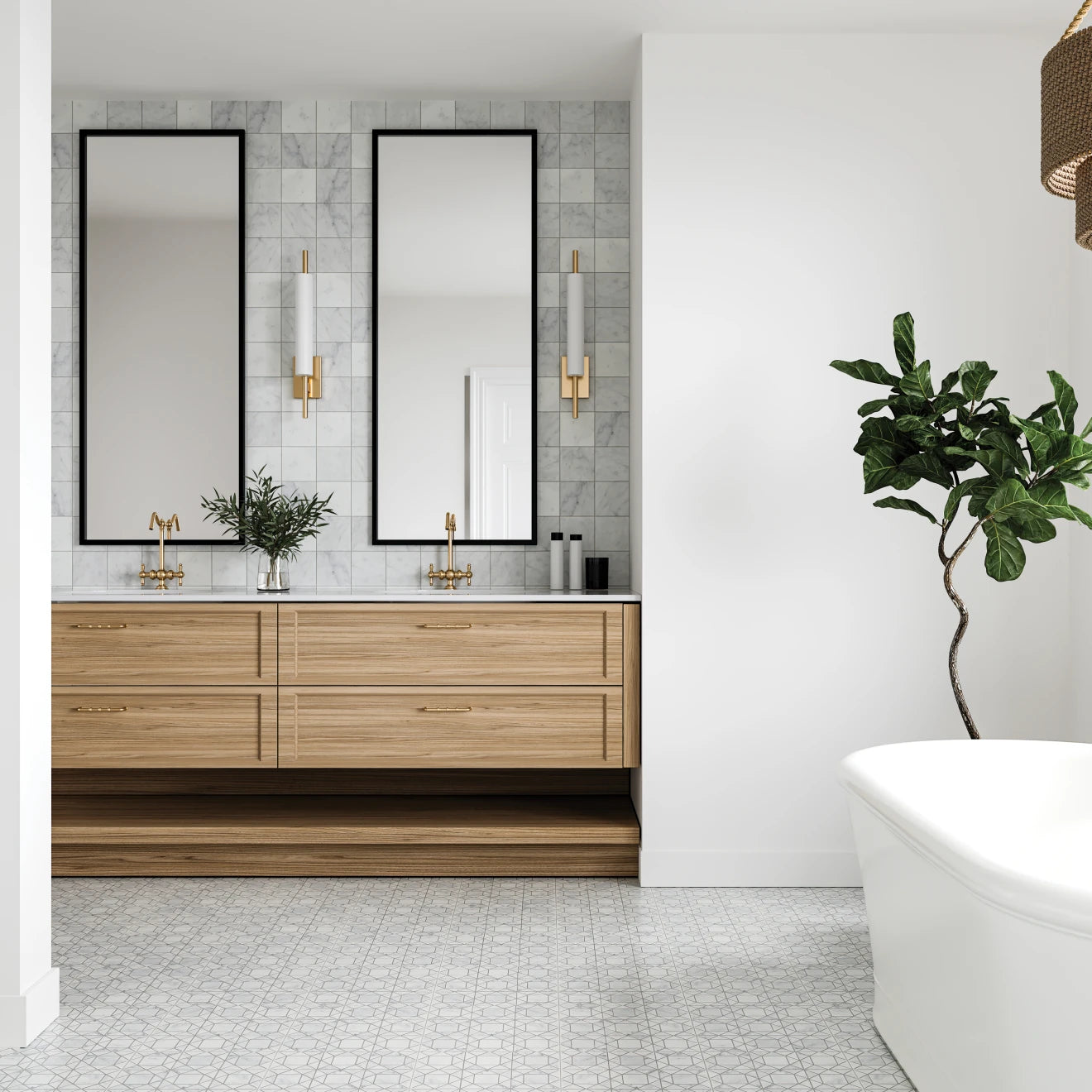 Renoir Honed Marble Square 4" x 4" Tile