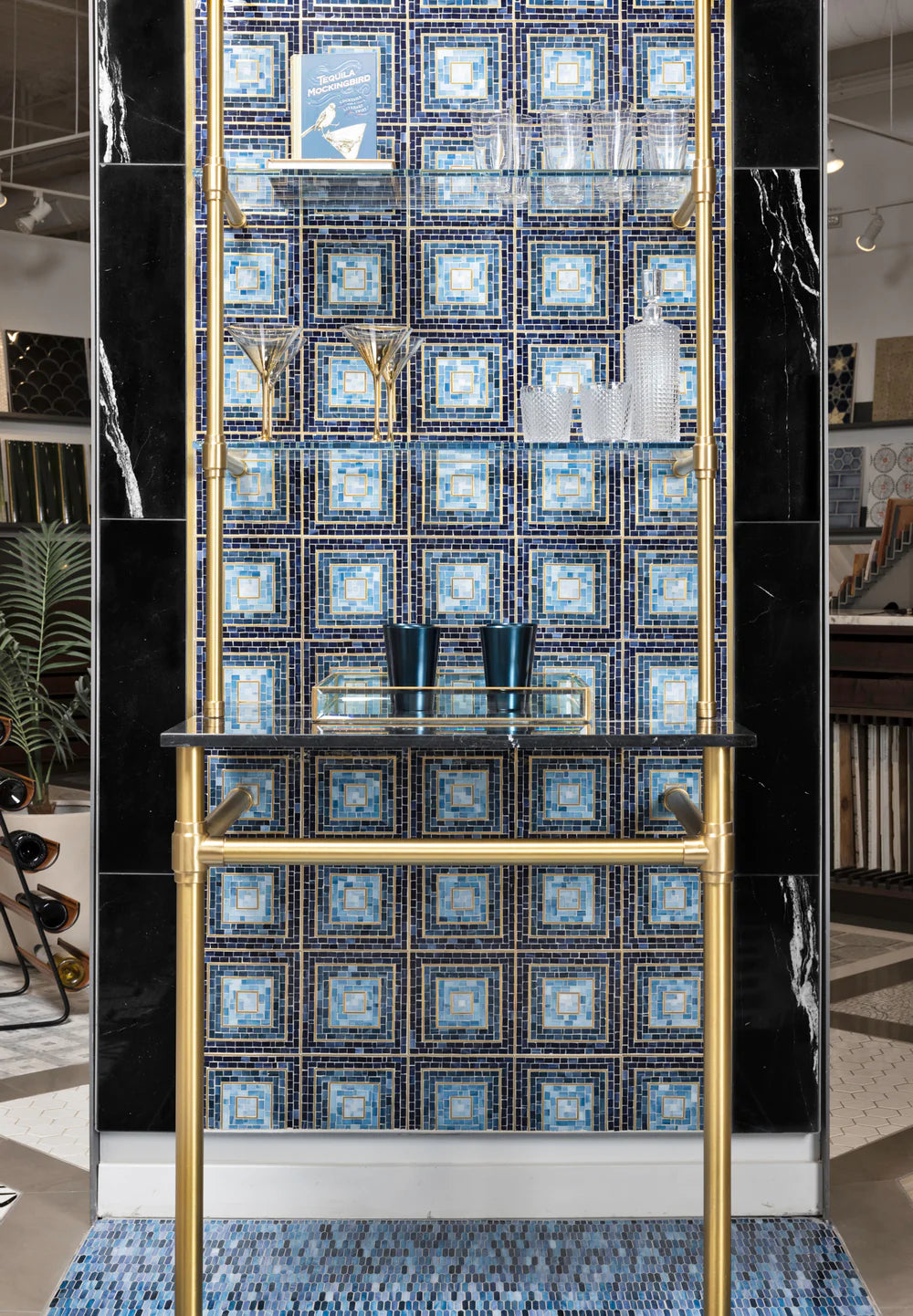 Artistic Tile Hip 2B Square With Brass Mosaic