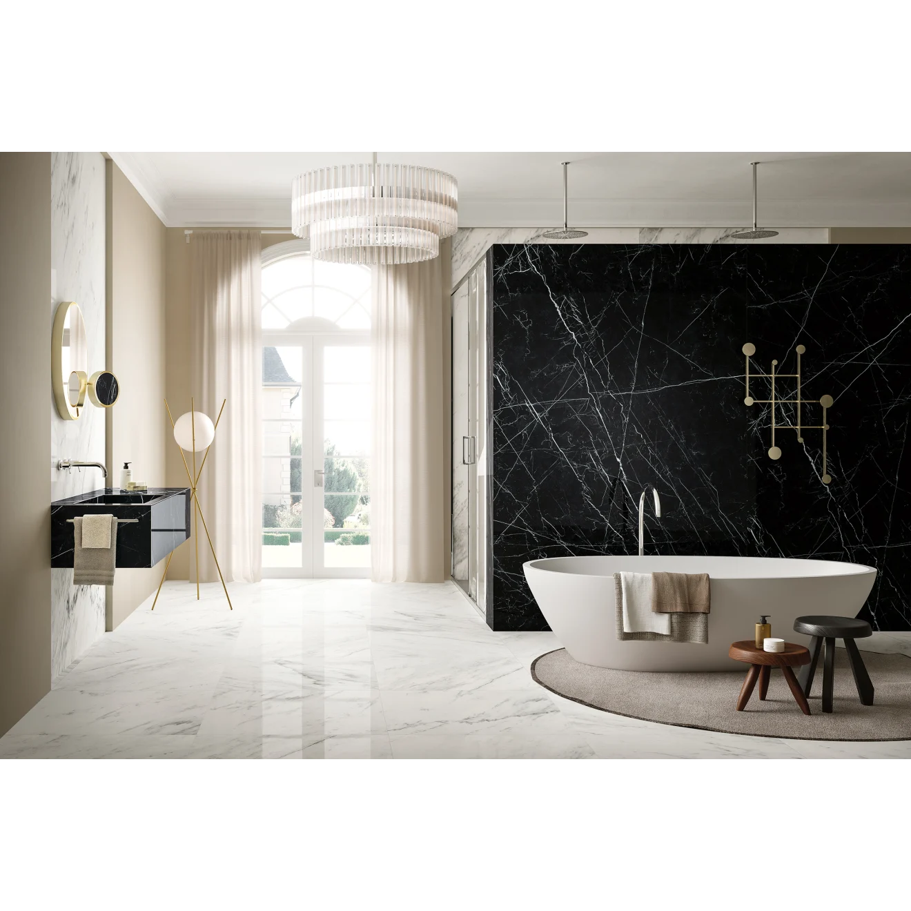 Nero Marquina Porcelain Slab 60" x 126" - 1/2" Thick