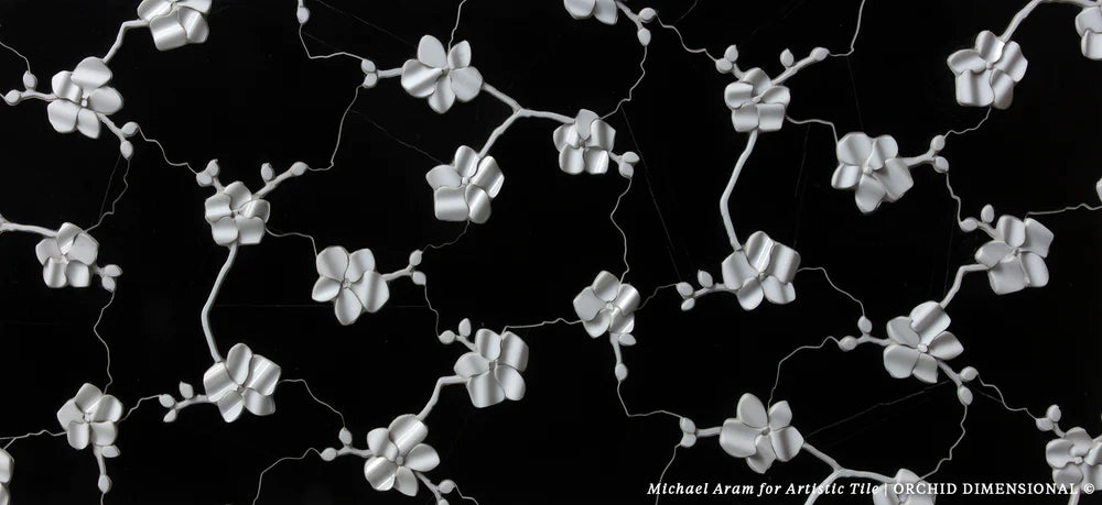 Artistic Tile Orchid Dimensional Bianco Carrara Marble WJ Mosaic