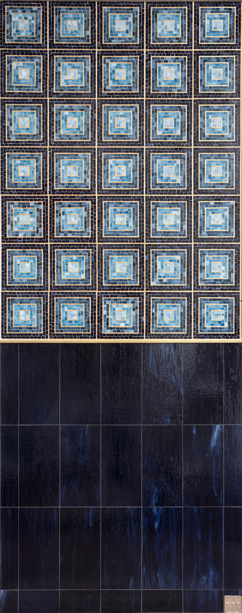 Artistic Tile Hip 2B Square With Brass Mosaic