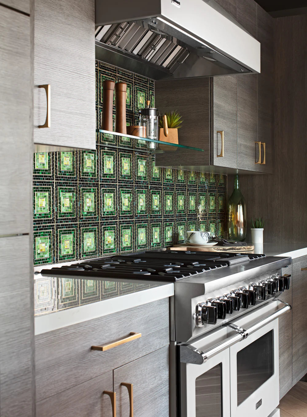 Artistic Tile Hip 2B Square With Brass Mosaic