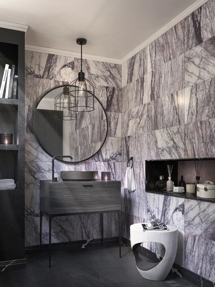 Artistic Tile Lilac Dark Marble Field Tile 12" x 24"