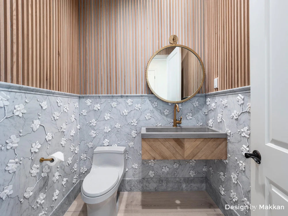 Artistic Tile Orchid Dimensional Bianco Carrara Marble WJ Mosaic