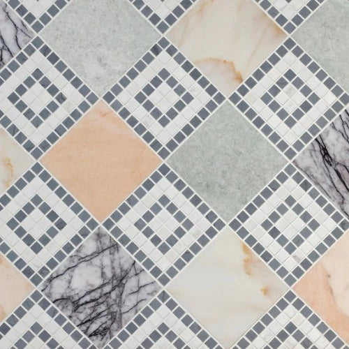 Artistic Tile Cosmati Checkerboard Mosaic Stone