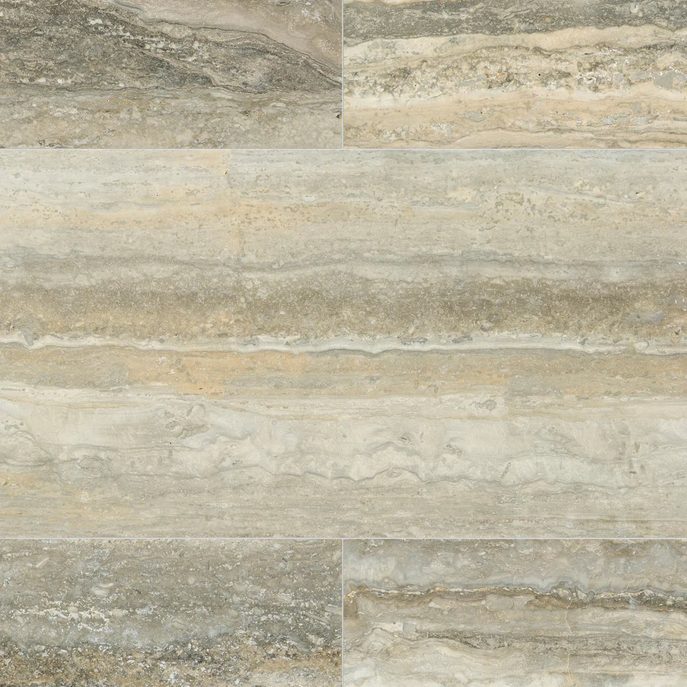 Artistic Tile Ocean Blue Travertine Field Tile 12" X 24"