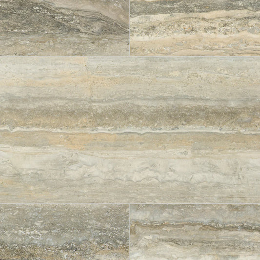 Artistic Tile Ocean Blue Travertine Field Tile 12" X 24"