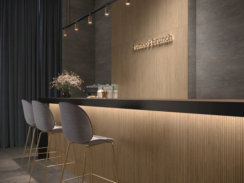 Teak Lineal Deco Ceramic Fluted Tile