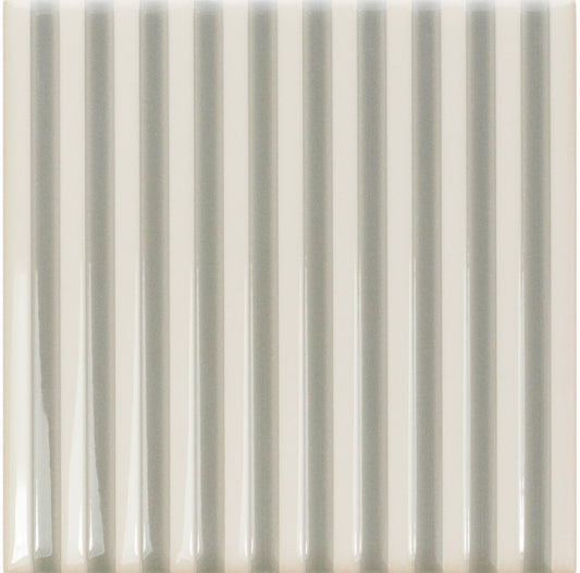 Twister Mint Grey Pinstripe Glossy Ceramic Tile 5" x 5"