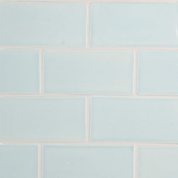 Baby Blue Multi Finish Subway Ceramic Tile 3" x 6"