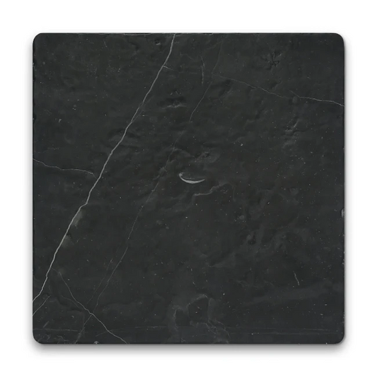 Pietra Collection in Absolute Black Tumbled Marble Tile 12" x 12"