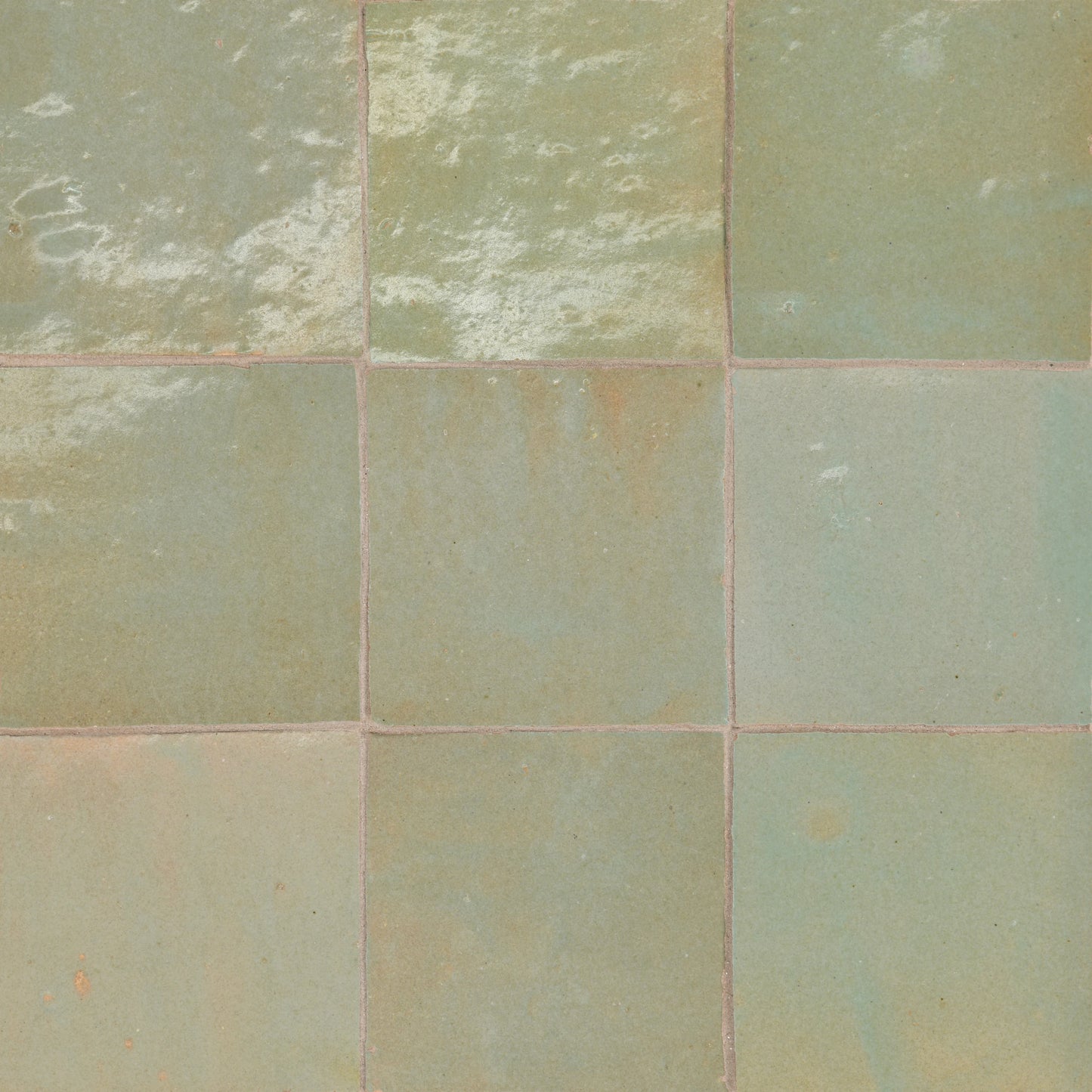 Tunis Zellige Tile Glossy in Aloe 4" x 4"