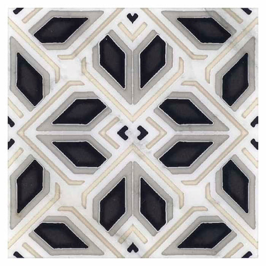 Ansel in Carbon Marble Tile 6" x 6"