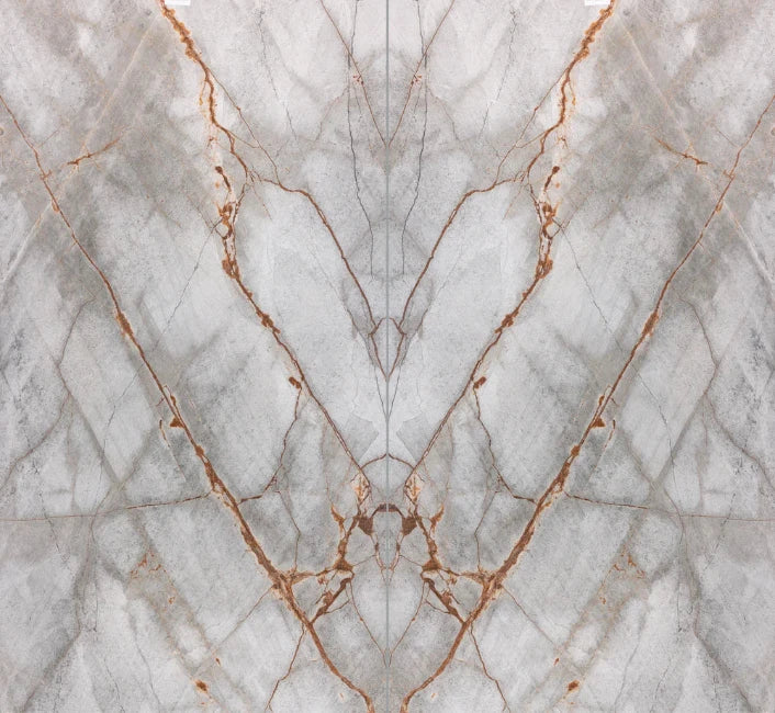 Polished Appenino River Turkish gray marble slab with rust veining