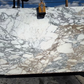 Marble slab with a gray and white pattern in los angeles slab yard