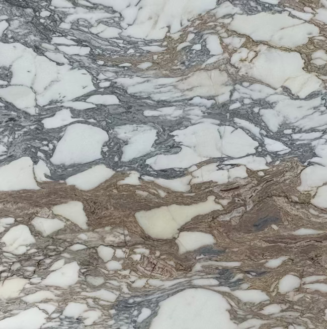 White marble slab with grey and gold veining