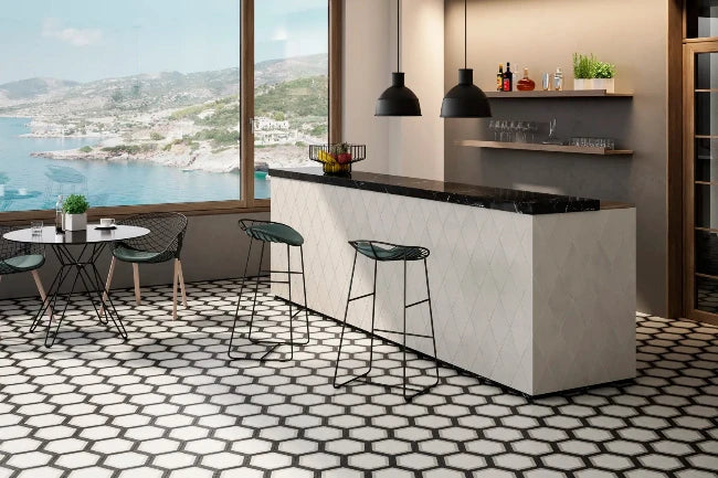 Spectrus Slab Spectrus Hexagon Matte Tile in Aria 8.5