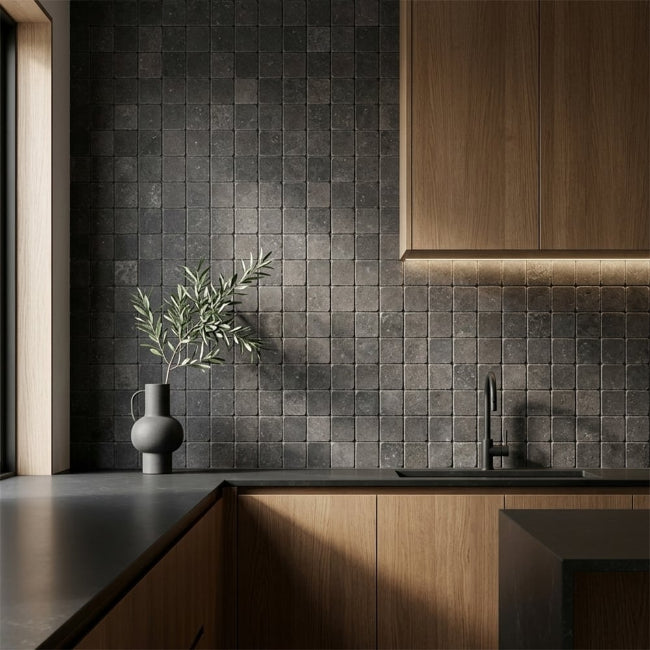 Ashford Limestone Tile in Ashen 4" x 4"