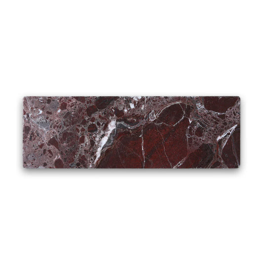 Pietra Collection in Aurora di Vino Tumbled Marble Tile 4" x 12"
