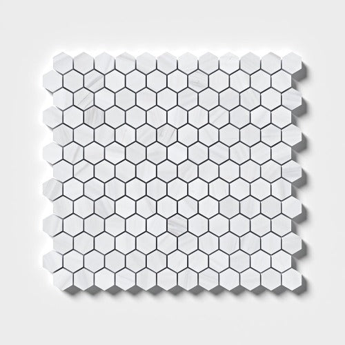 Bianco Dolomiti Honed Hexagon Marble Mosaic
