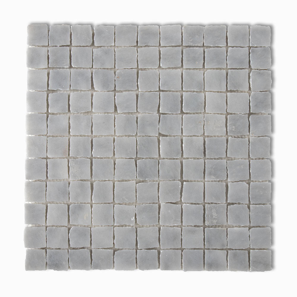 Piazza Polished Marble Mosaic in Bianco Lasa 1" x 1"