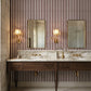 Strata Striped Marble Mosaic in Bianco Nieve & Red 12" x 12"