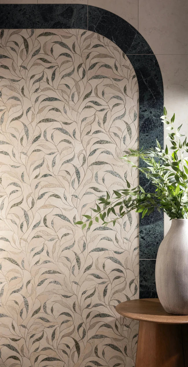 Artistic Tile Folium Leaf Waterjet Mosaic Tailored To
