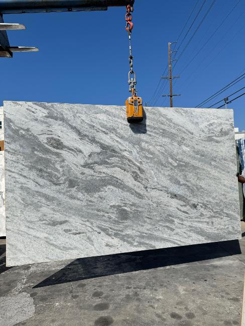 Blue Glacier marble slab polished finish with blue-gray veining, available at Los Angeles slab yard