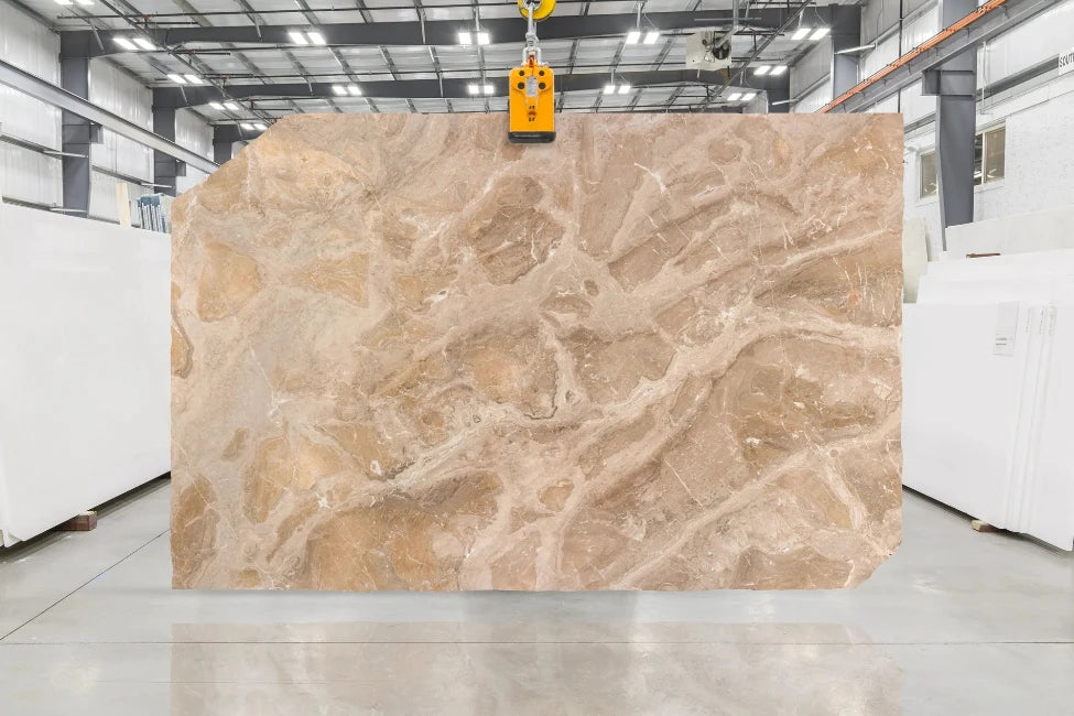 Pink Marble Slab in Los Angeles Stone Yard