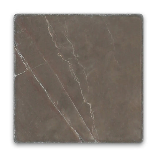 Pietra Collection in Caffe Notte Tumbled Marble Tile 4" x 4"