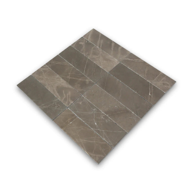 Pietra Collection in Caffe Notte Tumbled Marble Tile 4" x 12"
