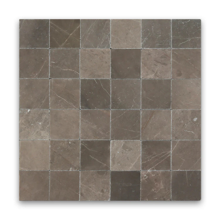 Pietra Collection in Caffe Notte Tumbled Marble Tile 4" x 4"