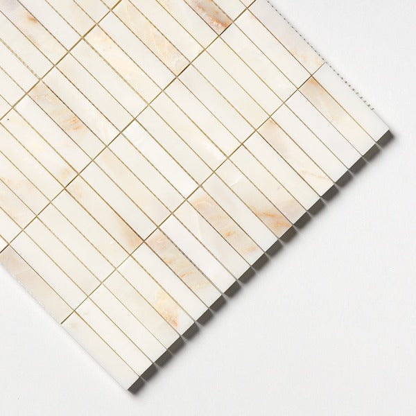 Laurent Calacatta Cream Honed Marble Stacked Mosaic 12" x 12"
